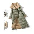 Winter Women 90% White Duck Down Jacket Long Thick Double Sided Coat Female Warm Double Breasted