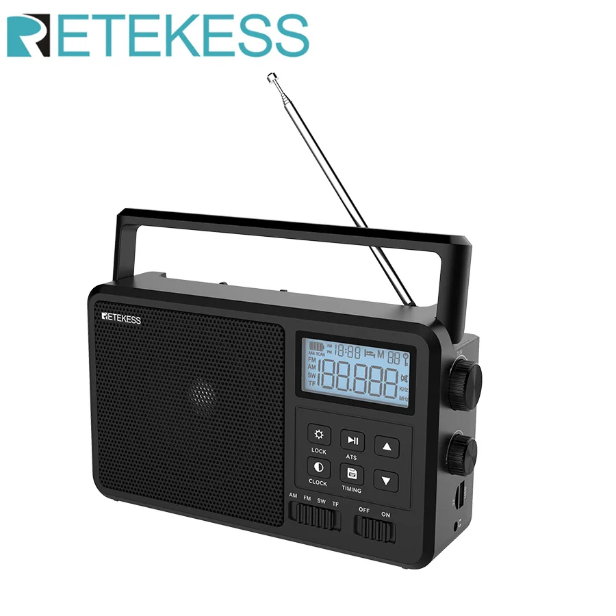 Retekess TR638 Radio Tragbares AM FM SW All Waves Radio Bluetooth-kompatibles Kurzwellenradio Batteriebetriebener Wecker TF-Karte