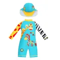 Baby Boys Kids Swimsuit with Hat 1-6Y Cartoon Boys' One-piece Swimsuit Toddlers Zipper Bathing Suit