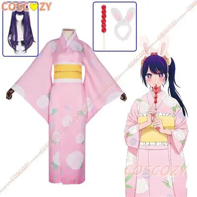 Ai Hoshino Cosplay Anime Oshi No Ko Cosplay Kostüm Rosa Gedruckt Kimono Anzug für Frau Cosplay Image