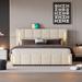 Lift Up Storage Bed Full/Queen Size Upholstered with LED Lights and USB charger, Platform Bed Frame w/ Hydraulic Storage System