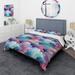 Designart "Abstract Multicolor Blue And Pink Cloud Mirage I" Pink Modern Bedding Set With Shams