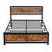 Metal and Wood Bed Frame with Headboard and Footboard Platform Bed ,No Box Spring Needed