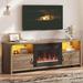 70" TV Stand for 75" TVs with LED Fireplace Light and Cabinet - 71 inches