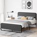 Metal Platform Bed with Curved Upholstered Headboard and Footboard