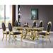 Mid Century Modern Black PU Leather Upholstered Dining Room Chairs with Polished Gold Stainless Steel Legs