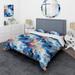 Designart "Blue Celestial Aura Camouflage I" Blue modern bedding covert set with 2 shams