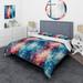 Designart "Blue And Pink Abstract Digital Pixelscape Embrace" Blue Modern Bedding Covert Cet With 2 Shams