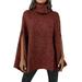 Wendunide Sweaters for Women Womens Sweaters Womens Fall Winter Turtleneck Poncho Sweater Fashion Chunky Knit Cape Wrap Sweaters Pullover Jumper Tops Cardigan Sweaters for Women Red L