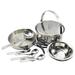 Stainless Steel Camping Cookware Set for 4 - Includes Pot Pan Soup Spoon Bowls Folding Sporks - Outdoor Cooking Gear for Family Camping Hiking Picnic