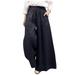 Elainilye Fashion High Waisted Wide Leg Pants for Women Summer Solid Casual Elastic Waist Long Pants Loungewear Blue