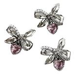 KAOU Butterfly Heart Rhinestones 3pcs Nail Rhinestone Pink Bow Pendant Jewelry Durable Manicure Rhinestones for Women Butterfly