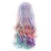 CAKVIICA Role Play Wig Red Gradient Long Curl Wig Daily Split Rainbow Ice Cream Long Curl Hair High Temperature Sik Wigs 25.59 inch