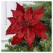 Set Of 6 Rich Red Velveteen Poinsettia Flowers - Artificial Poinsettia For Christmas Trees And Holiday Decorations (10 )