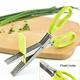 Herb Cutter Scissors 5 Blade Scissors Kitchen Multipurpose Cutting Shear with 5 Stainless Steel Blades & Safety Cover & Cleaning Comb Cilantro Scissors Sharp Shredding Shears Christmas Gift (Green)