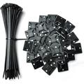 Oksdown 100 Pack Black Plastic Nylon Cable Ties with 60 Pieces Strong 25x25mm/1inch Self Adhesive Wire Tidy Clips Mount Base Holders Small Zip Tie 150Ã—2.5mm(6Ã—0.1inch) for Cable Management