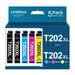 LinkDocs 202 XL Ink Cartridge for Epson 202 202XL T202 Ink Cartridgefor Workforce WF-2860 Expression Home XP-5100 All-in-one Printer ink( Black Cyan Magenta Yellow 5-Pack)