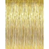 Gold Metallic Tinsel Foil Fringe Curtains | 2pcs 3.2ft x 8.2ft Gold Backdrop Party Streamers for Birthday Wedding Engagement Bridal Shower Baby Shower Bachelorette Party Decorations