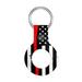 Kll Waterproof Airtag Keychain&Leather Air Tag Holder Firefighters Usa Flag Protective Tracker Case With Loop Key Ring For Airtags