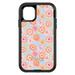 DistinctInk Case for iPhone 15 (6.1 Screen) - OtterBox Defender Custom Black Case - Preppy Pattern - Blue Pink Yellow Flowers Floral