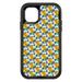 DistinctInk Case for iPhone 15 (6.1 Screen) - OtterBox Defender Custom Black Case - Summer Vibes Floral Pattern Orange Blue Yellow