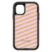 DistinctInk Case for iPhone 15 (6.1 Screen) - OtterBox Defender Custom Black Case - Pink & Gold Print - Diagonal Stripes Pattern