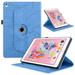 Decase Slim Case for iPad 9.7-Inch (6th/5th Generation 2018/2017) Case 360 Rotating Cover Premium PU Leather Stand Auto Wake/Sleep Function with Tree Embossed forfor iPad Air 2/1 Blue
