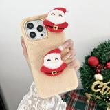 Fluffy Phone Case for iPhone 14 Pro Stylish Christmas Doll Warm Smooth Faux Fur Cover TPU Soft Drop Protective Anti-Shock Case Cover for Women Girls for Winter for iPhone 14 Pro Brown