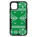 DistinctInk Case for iPhone 13 MINI (5.4 Screen) - OtterBox Commuter Custom Black Case - Green White Ugly Christmas Sweater - Christmas All Year