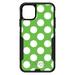 DistinctInk Case for iPhone 11 Pro MAX (6.7 Screen) - OtterBox Commuter Custom Black Case - White & Green Polka Dots