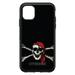 DistinctInk Case for iPhone 14 PRO (6.1 Screen) - OtterBox Symmetry Custom Black Case - Black Red Pirate Flag