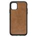 DistinctInk Case for iPhone 11 (6.1 Screen) - OtterBox Symmetry Custom Black Case - Dark Brown Faux Leather Print Design - Printed Faux Leather Image