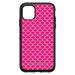 DistinctInk Case for iPhone 12 Pro MAX (6.7 Screen) - OtterBox Symmetry Custom Black Case - Hot Pink White Scalloped Pattern