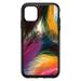 DistinctInk Case for iPhone 11 Pro MAX (6.7 Screen) - OtterBox Symmetry Custom Black Case - Multi Color Feathers