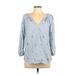 Velvet by Graham & Spencer Long Sleeve Blouse: Blue Tops - Women's Size Large