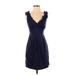 BCBGMAXAZRIA Cocktail Dress - Party Plunge Sleeveless: Blue Print Dresses - Women's Size 2