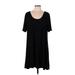 Ann Taylor LOFT Casual Dress - Mini Scoop Neck Short sleeves: Black Solid Dresses - Women's Size Large