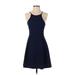 Soprano Cocktail Dress - Party Halter Sleeveless: Blue Print Dresses - Women's Size Small