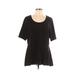 Isaac Mizrahi LIVE! Short Sleeve Top Black Scoop Neck Tops - Women's Size Large