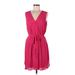 DR2 Casual Dress - Mini V Neck Sleeveless: Pink Solid Dresses - Women's Size Medium