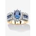Women's .82 Tcw Blue Crystal And Cz Gold-Plated Ring by PalmBeach Jewelry in Gold (Size 8)