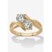 Women's 1.96 Cttw Cubic Zirconia 14K Gold-Plated Sterling Silver 2-Stone Bypass Ring by PalmBeach Jewelry in Gold (Size 6)