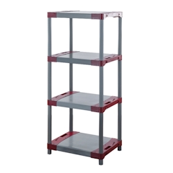 PROREGAL Kunststoffregal GREY BEAR Low, HxBxT 138x70x46cm, Fachlast 120kg, Grau-Rot Kunststoff-Regal Euro-Regal Stecksystem Lagerregal Image