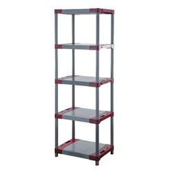PROREGAL Kunststoffregal BIG GREY BEAR Tall, HxBxT 180x70x46cm, Fachlast 160kg, Grau-Rot Kunststoff-Regal Euro-Regal Stecksystem Lagerregal Image