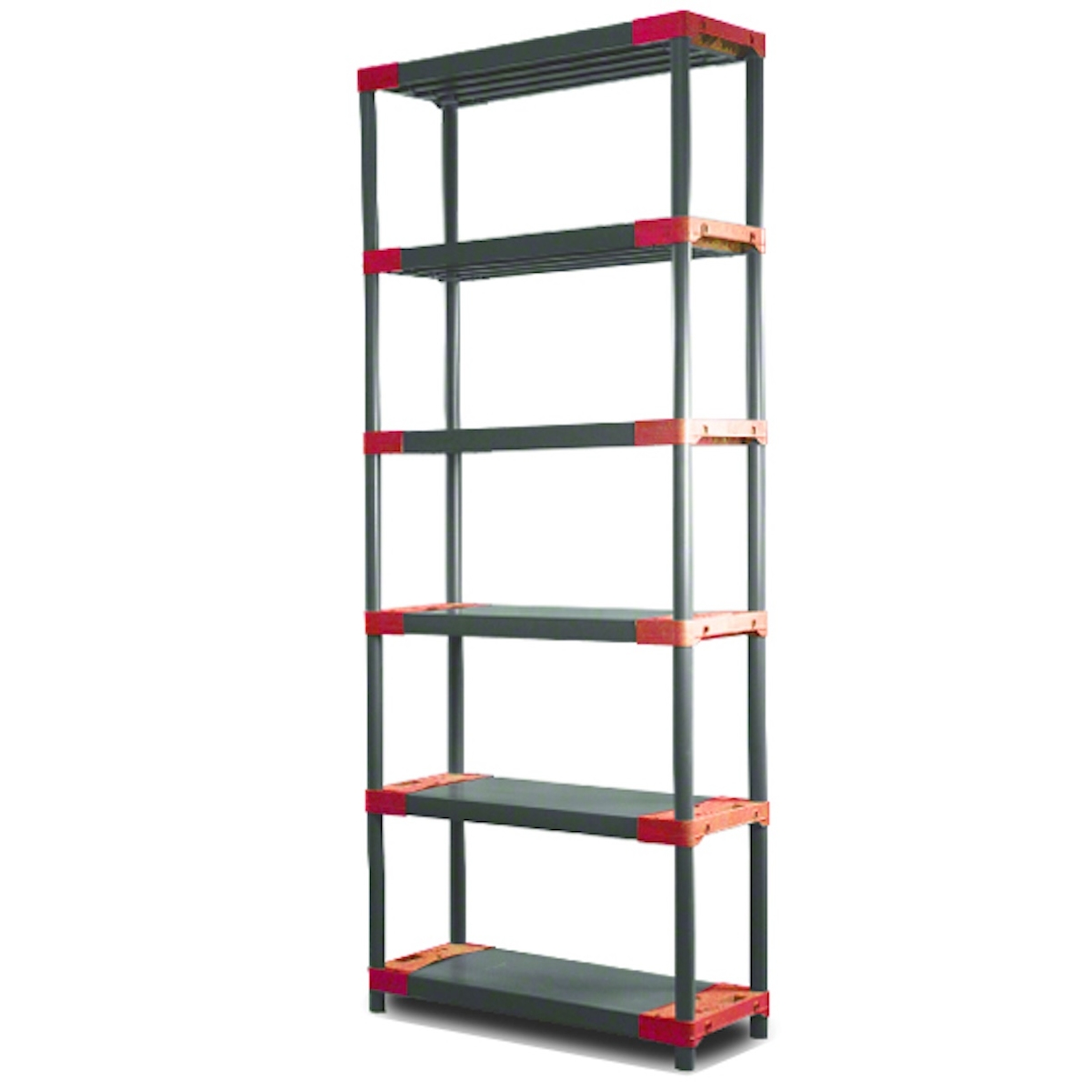 PROREGAL Kunststoffregal BIG GREY BEAR Extra-Tall, HxBxT 220x80x46cm, Fachlast 160kg, Grau-Rot Kunststoff-Regal Euro-Regal Stecksystem Lagerregal Image