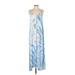 BoHo Me Casual Dress - A-Line Scoop Neck Sleeveless: Blue Print Dresses - Women's Size X-Small
