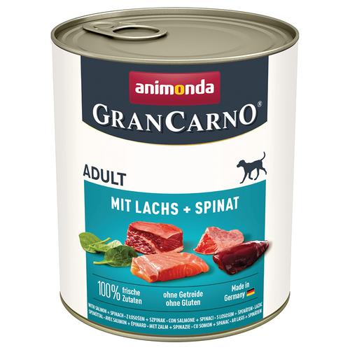 12x 800g animonda GranCarno Original Adult Lachs & Spinat Hundefutter nass