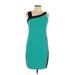 En Focus Studio Casual Dress - Sheath: Teal Chevron/Herringbone Dresses - Women's Size 10