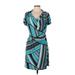 Calvin Klein Casual Dress - Wrap: Teal Chevron/Herringbone Dresses - Women's Size 12