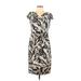 Nine West Casual Dress - Wrap: Ivory Animal Print Dresses - Women's Size 6